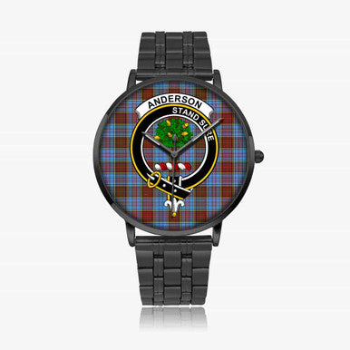 Scottish Anderson Clan Crest Tartan Instafamous Steel Quartz Watches Tartan Plaid Black 1