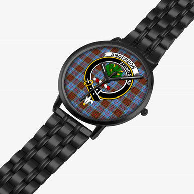 Scottish Anderson Clan Crest Tartan Instafamous Steel Quartz Watches Tartan Plaid Black 2