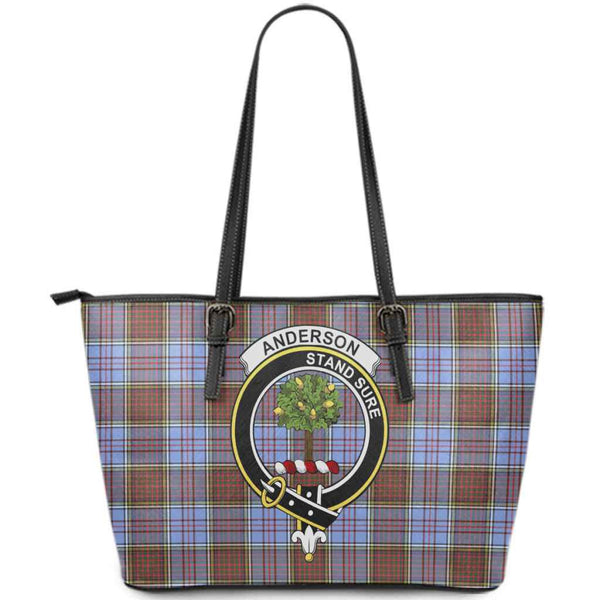 Scottish Anderson Clan Crest Tartan Leather Tote Tartan Plaid