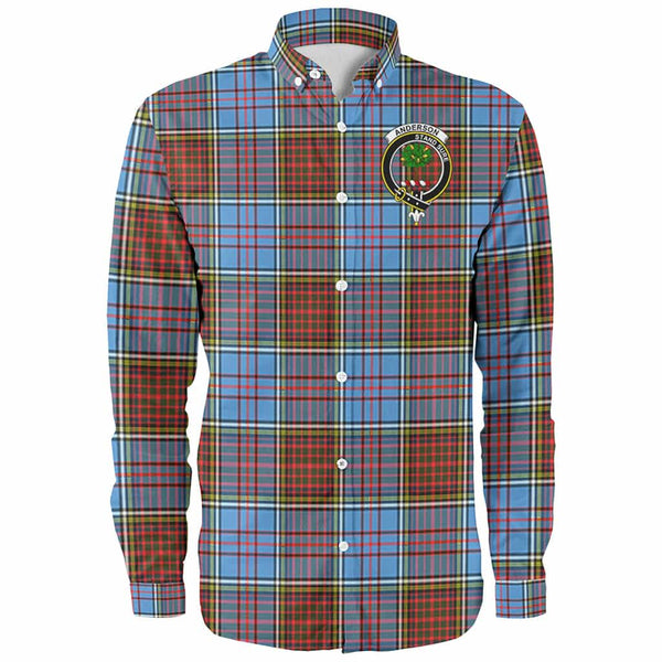 Scottish Anderson Clan Crest Tartan Long Sleeve Shirt Front Side Tartan Plaid
