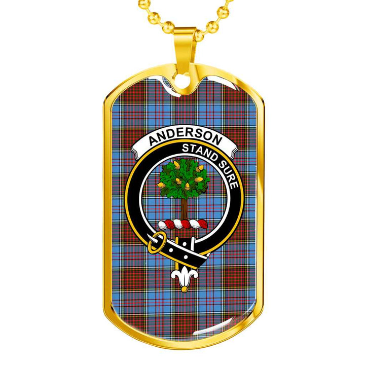 Scottish Anderson Clan Crest Tartan Military Dog Tag Necklace Tartan Plaid 2