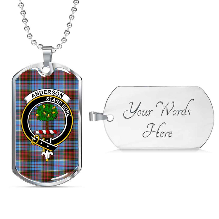 Scottish Anderson Clan Crest Tartan Military Dog Tag Necklace Tartan Plaid 3