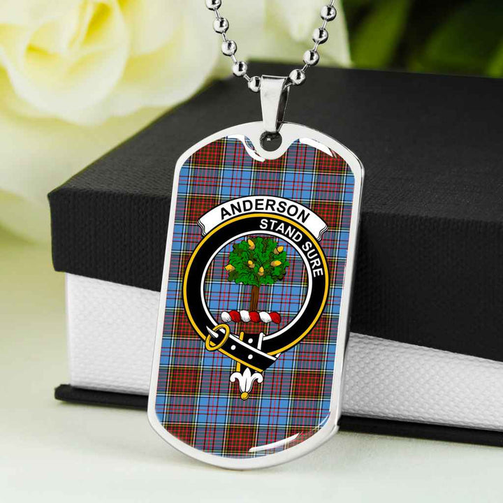 Scottish Anderson Clan Crest Tartan Military Dog Tag Necklace Tartan Plaid 5