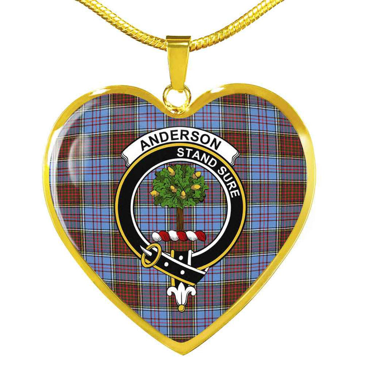 Scottish Anderson Clan Crest Tartan Necklace Heart Tartan Plaid 2