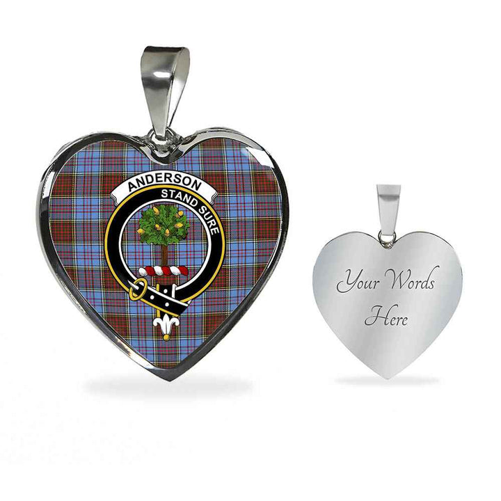 Scottish Anderson Clan Crest Tartan Necklace Heart Tartan Plaid 3