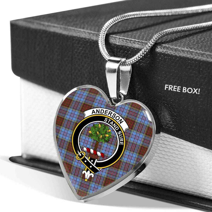 Scottish Anderson Clan Crest Tartan Necklace Heart Tartan Plaid 5