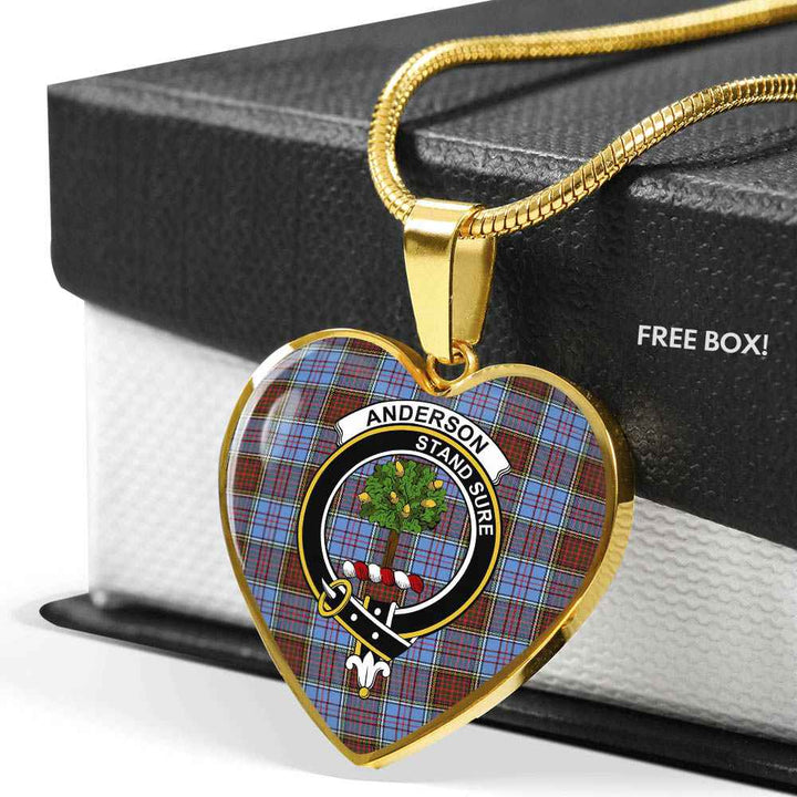 Scottish Anderson Clan Crest Tartan Necklace Heart Tartan Plaid 6