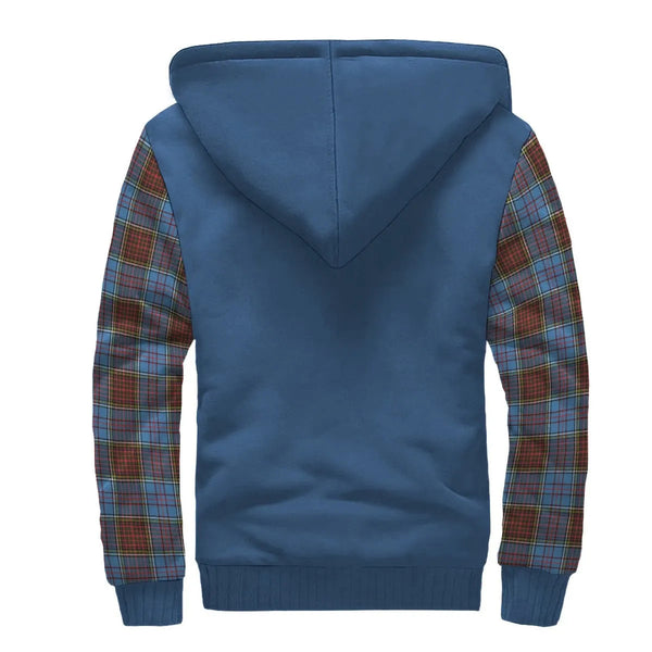 Scottish Anderson Clan Crest Tartan Plaid Sleeve Sherpa Hoodie
