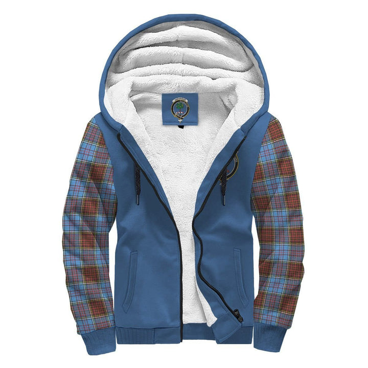 Scottish Anderson Clan Crest Tartan Plaid Sleeve Sherpa Hoodie