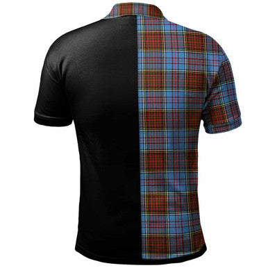 Scottish Anderson Clan Crest Tartan Polo Shirt - Half in Me Back Side Tartan Plaid