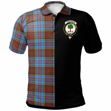 Scottish Anderson Clan Crest Tartan Polo Shirt - Half in Me Front Side Tartan Plaid