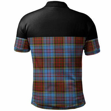 Scottish Anderson Clan Crest Tartan Polo Shirt - Horizontal Style Back Side Tartan Plaid