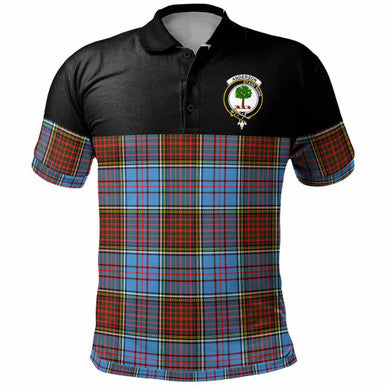 Scottish Anderson Clan Crest Tartan Polo Shirt - Horizontal Style Front Side Tartan Plaid