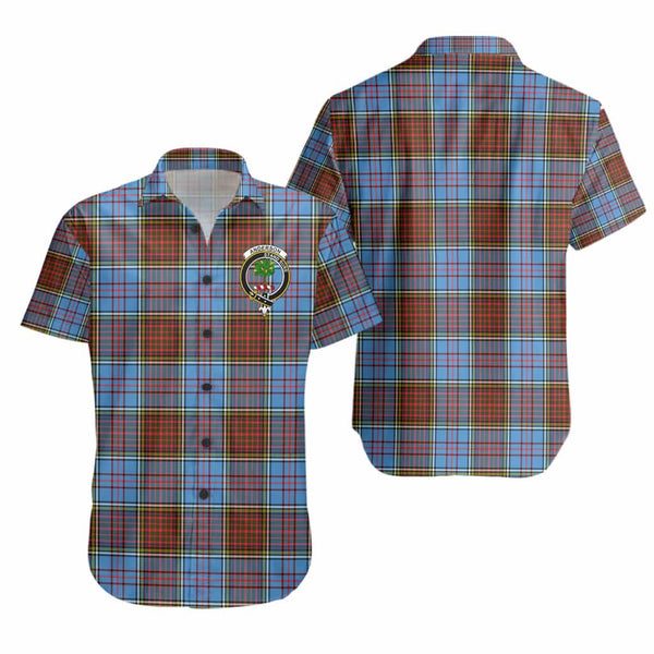 Scottish Anderson Clan Crest Tartan Short Sleeve Shirt Tartan Plaid