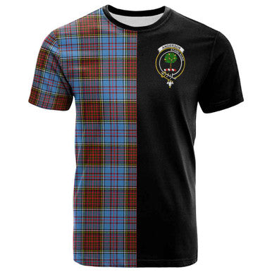 Scottish Anderson Clan Crest Tartan T-Shirt Half in Me Front Side Tartan Plaid