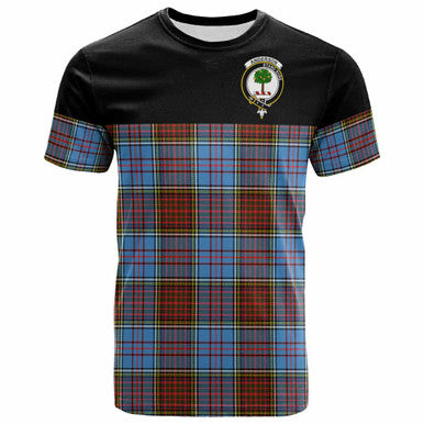 Scottish Anderson Clan Crest Tartan T-Shirt - Horizontal Style Front Side Tartan Plaid