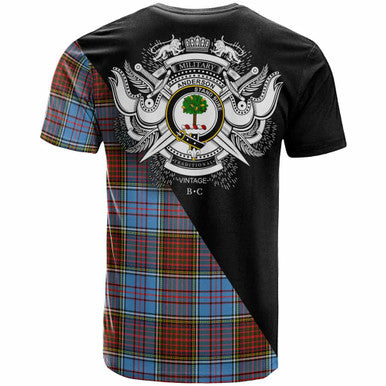 Scottish Anderson Clan Crest Tartan T-Shirt - Military Logo Back Side Tartan Plaid