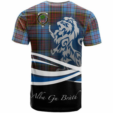 Scottish Anderson Clan Crest Tartan T-Shirt - Scotland Lion Back Side Tartan Plaid