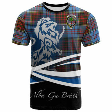 Scottish Anderson Clan Crest Tartan T-Shirt - Scotland Lion Front Side Tartan Plaid
