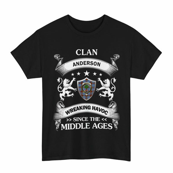 Scottish Anderson Clan Crest Tartan T-Shirt Wreaking Havoc Design Tartan Plaid Black Color
