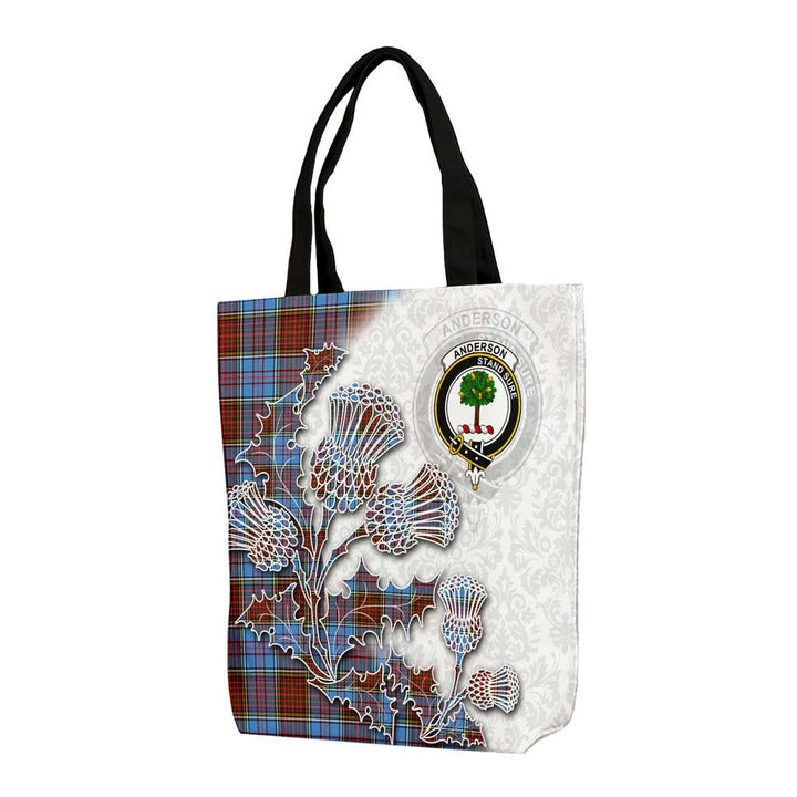 Scottish Anderson Clan Tartan Canvas Bag With Shoulder Straps - Thistle Flowers Style Tartan Plaid 1