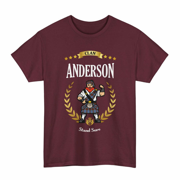 Scottish Anderson Clan Tartan T-Shirt - Motto Scotsman Tartan Plaid Maroon Color