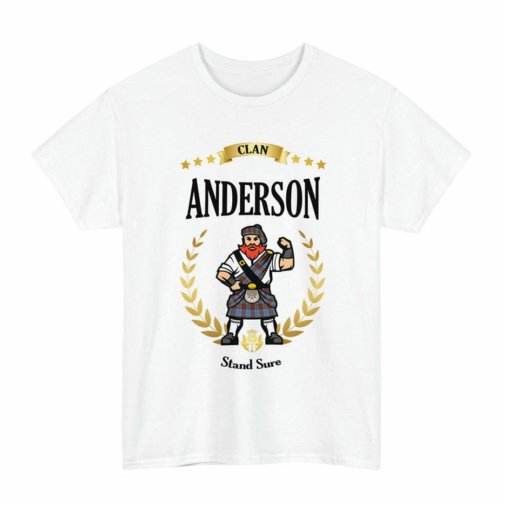 Scottish Anderson Clan Tartan T-Shirt - Motto Scotsman Tartan Plaid White Color
