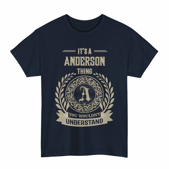 Scottish Anderson Clan Tartan T-Shirt - Vintage Family Name Tartan Plaid Navy Color