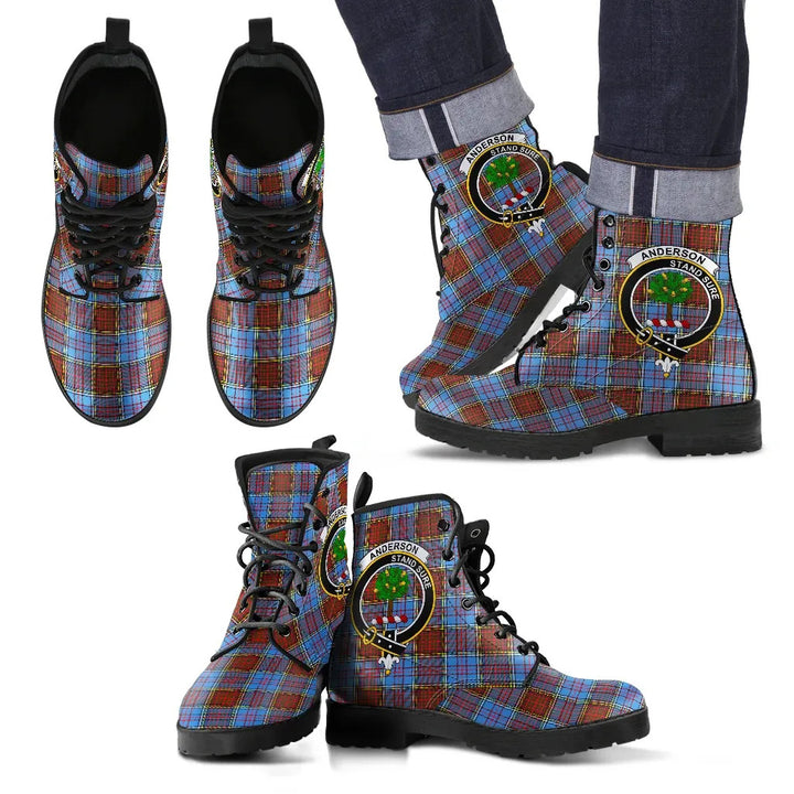 Scottish Anderson Modern Clan Crest Tartan Leather Boots