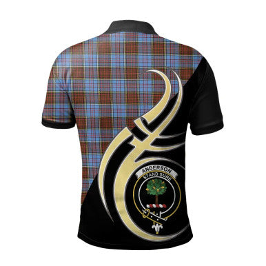 Scottish Anderson Modern Clan Crest Tartan Polo Shirt Believe in Me Back Side Tartan Plaid