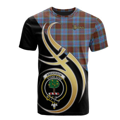Scottish Anderson Modern Clan Crest Tartan T-Shirt Believe in Me Front Side Tartan Plaid