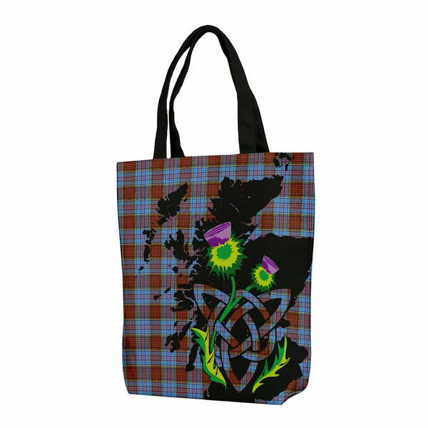Scottish Anderson Modern Clan Tartan Canvas Bag With Shoulder Strap With Thistle Tartan Plaid 1