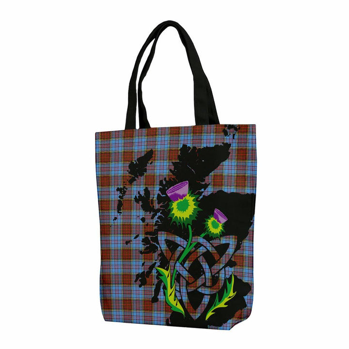 Scottish Anderson Modern Clan Tartan Canvas Bag With Shoulder Strap With Thistle Tartan Plaid 1