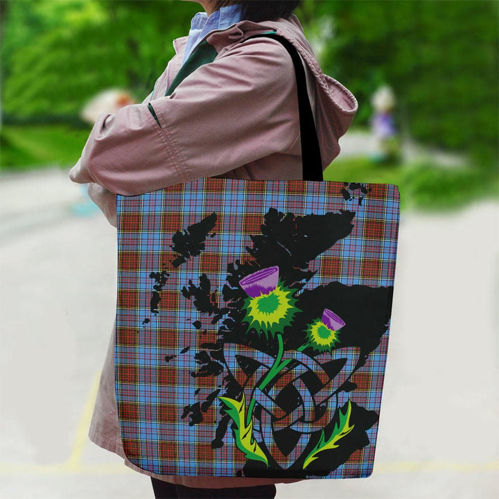 Scottish Anderson Modern Clan Tartan Canvas Bag With Shoulder Strap With Thistle Tartan Plaid 2
