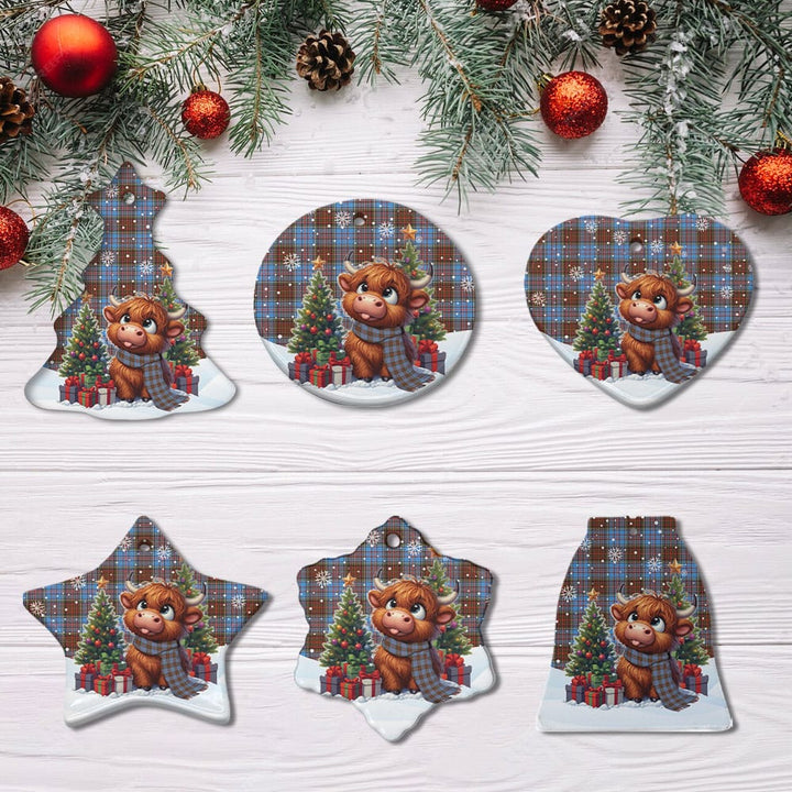 Scottish Anderson Modern Clan Tartan Ceramic Ornament Cute Highland Cow Christmas All Style Tartan Plaid