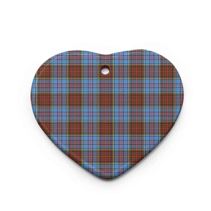 Scottish Anderson Modern Clan Tartan Ceramic Ornament Heart Shape Tartan Plaid