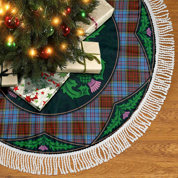 Scottish Anderson Modern Clan Tartan Christmas Tree Skirt Old Scottish Thistle Flower Tassels Tartan Plaid 2