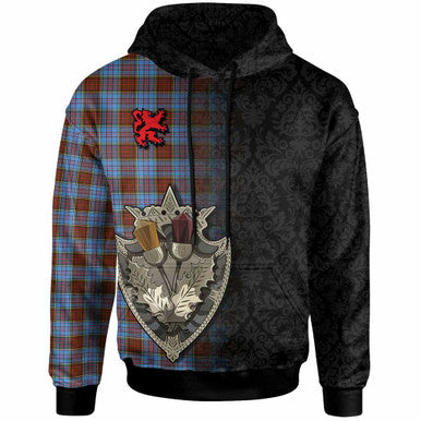 Scottish Anderson Modern Clan Tartan Hoodie - Half Thistle Flowers Celtic Design Front Side Tartan Plaid