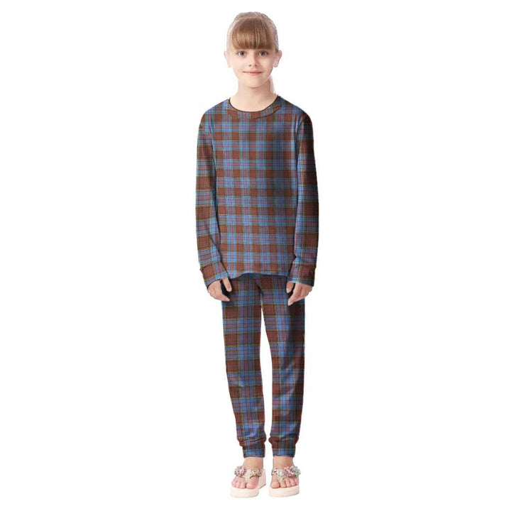 Scottish Anderson Modern Clan Tartan Pajama Set Kid Front Side Tartan Plaid