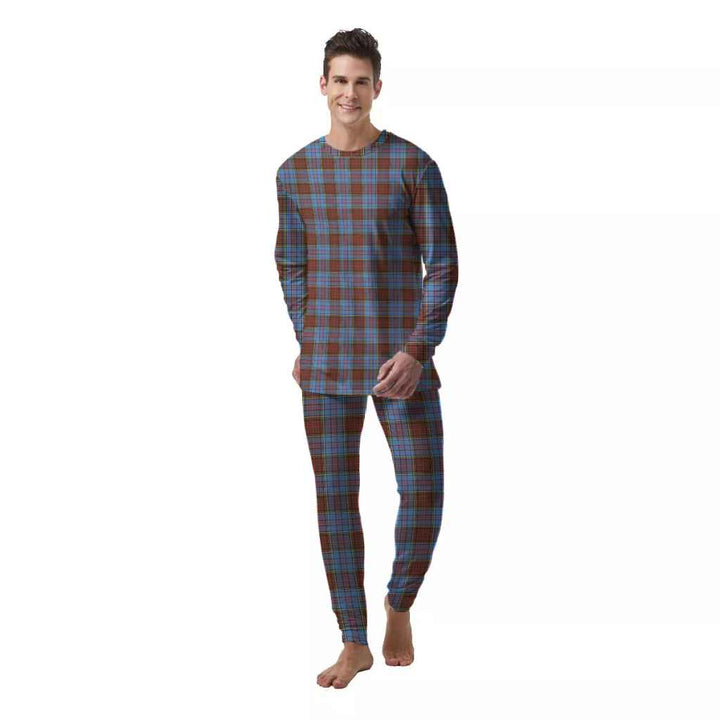 Scottish Anderson Modern Clan Tartan Pajama Set  Men Front Side Tartan Plaid