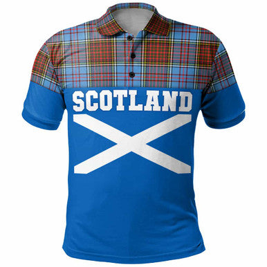 Scottish Anderson Modern Clan Tartan Polo Shirt - Lion Rampant of Scotland With Flag Front Side Tartan Plaid