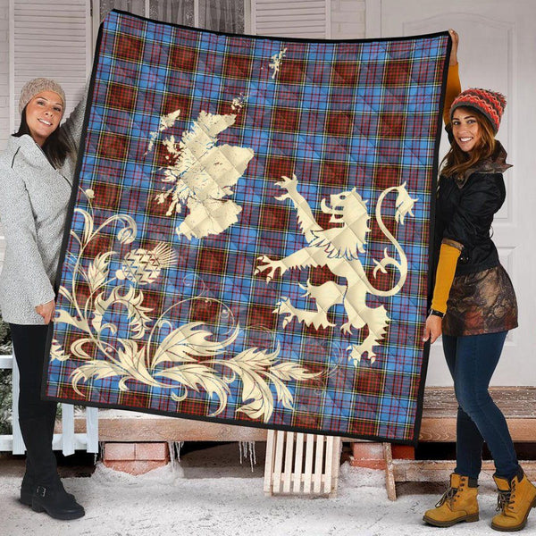 Scottish Anderson Modern Clan Tartan Quilt Rampant Lion with Thistle Tartan Plaid 2