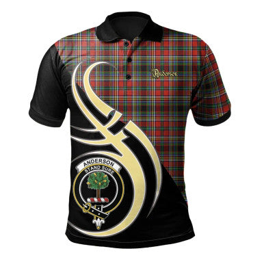 Scottish Anderson of Arbrake Clan Crest Tartan Polo Shirt Believe in Me Front Side Tartan Plaid