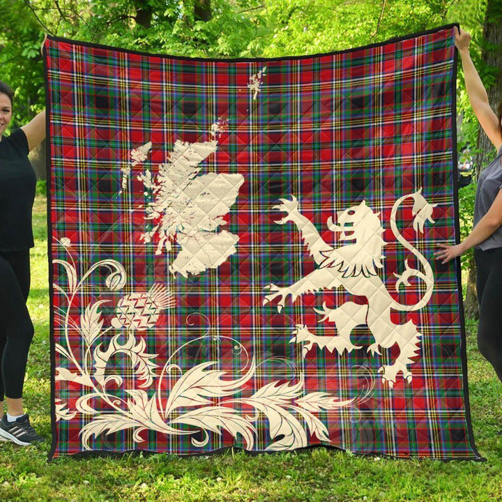 Scottish Anderson of Arbrake Clan Tartan Quilt Rampant Lion with Thistle Tartan Plaid 1