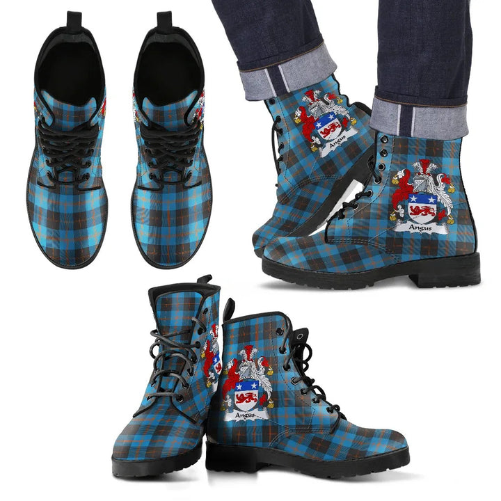 Scottish Angus Ancient Clan Crest Tartan Leather Boots