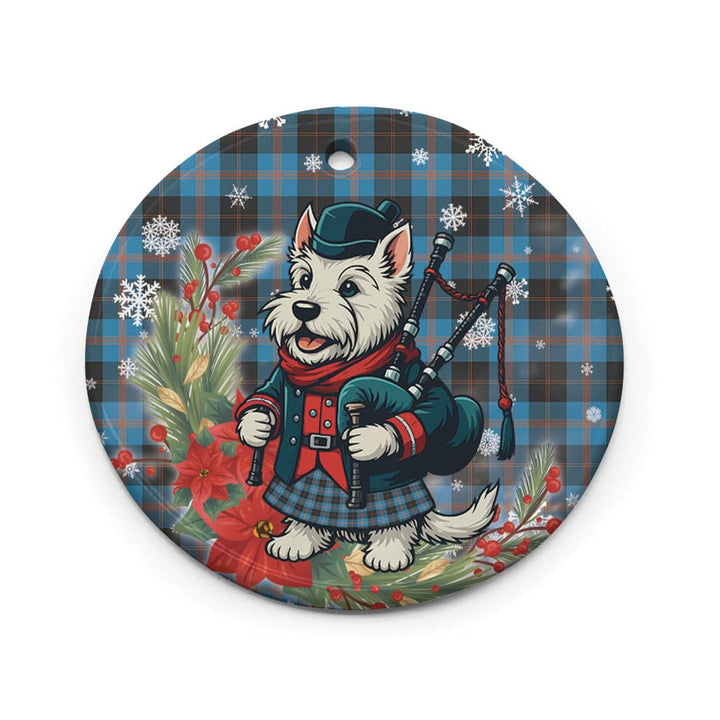 Scottish Angus Ancient Clan Tartan Ceramic Ornament Cute Scottish Terrier Dog Circle Style Tartan Plaid