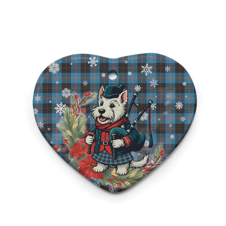 Scottish Angus Ancient Clan Tartan Ceramic Ornament Cute Scottish Terrier Dog Heart Style Tartan Plaid