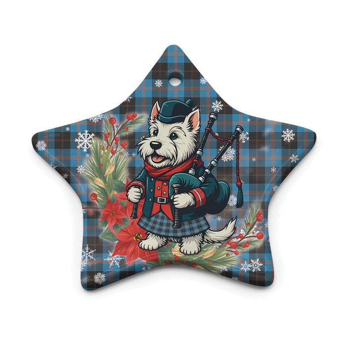 Scottish Angus Ancient Clan Tartan Ceramic Ornament Cute Scottish Terrier Dog Star Style Tartan Plaid