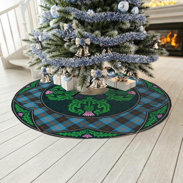 Scottish Angus Ancient Clan Tartan Christmas Tree Skirt Old Scottish Thistle Flower No Tassels Tartan Plaid 3