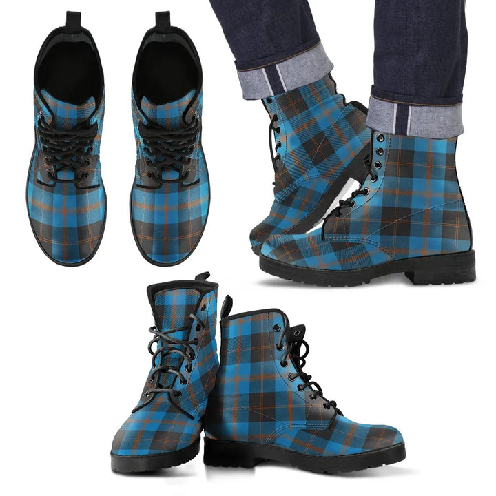 Scottish Angus Ancient Clan Tartan Leather Boots